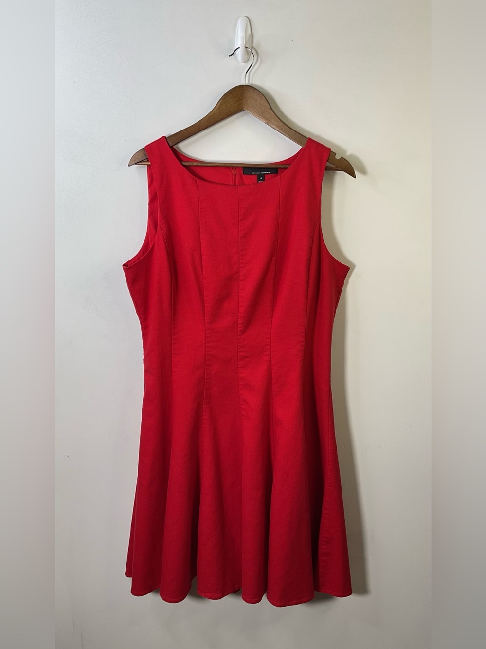 White House Black Market Red Sleeveless Fit-and-Flare Dress Size 16
